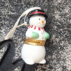 Hallmark Keepsake Ornament Porcelain Snowman Hinged Box 3" Trinket Box 1997